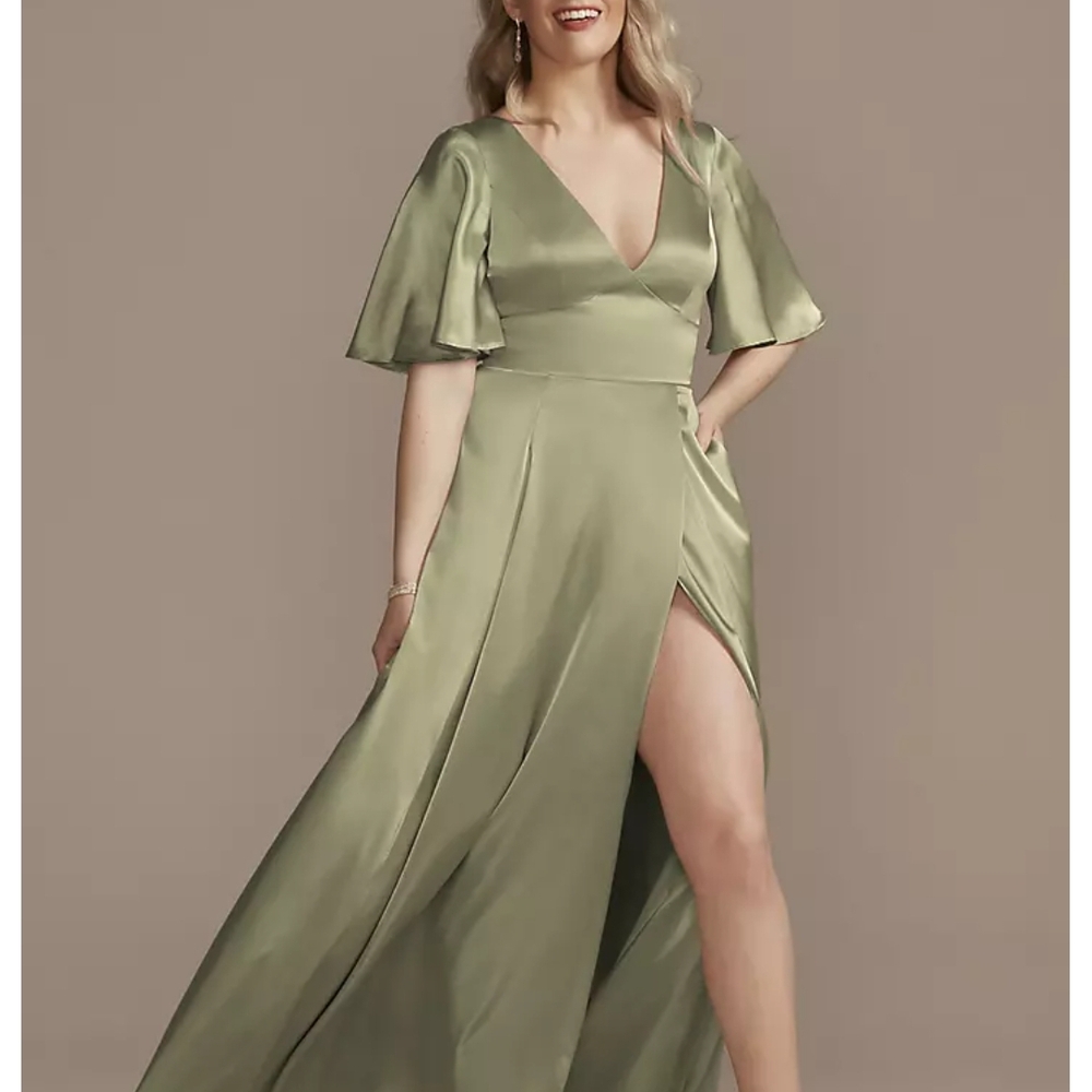 David's Bridal Eucalyptus Charmeuse Dress